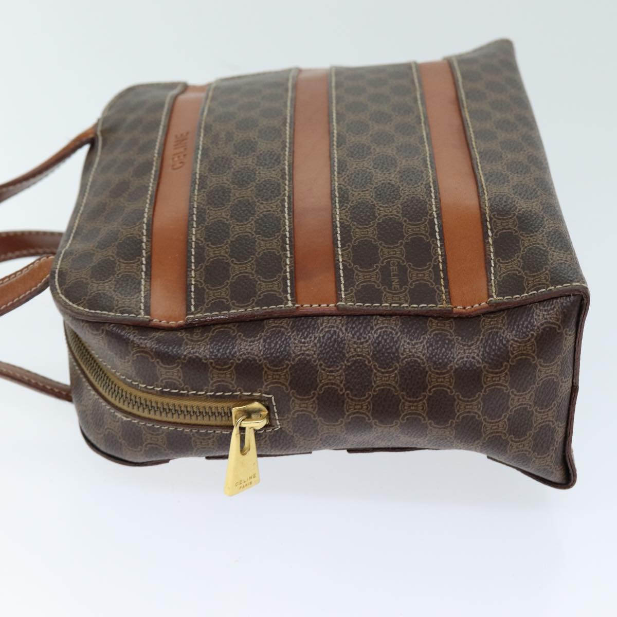 Luxury CELINE Macadam Canvas Hand Bag PVC Brown 73854