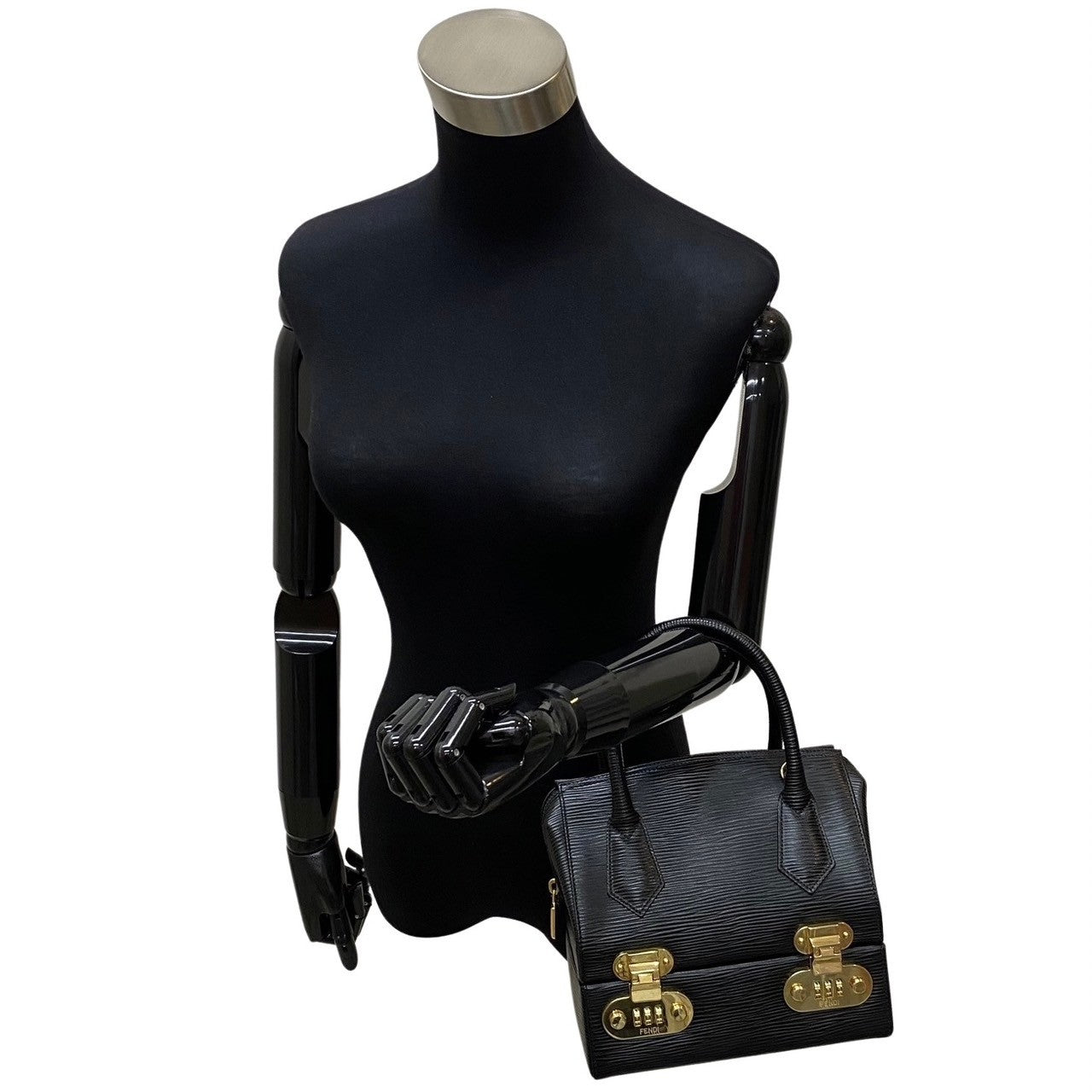 FENDI Shoulder Bag Epi Leather black Women