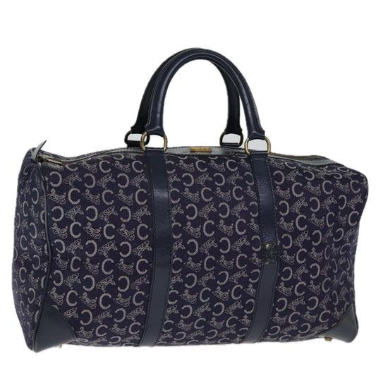 Luxury CELINE C Macadam Canvas Boston Bag Navy 74992
