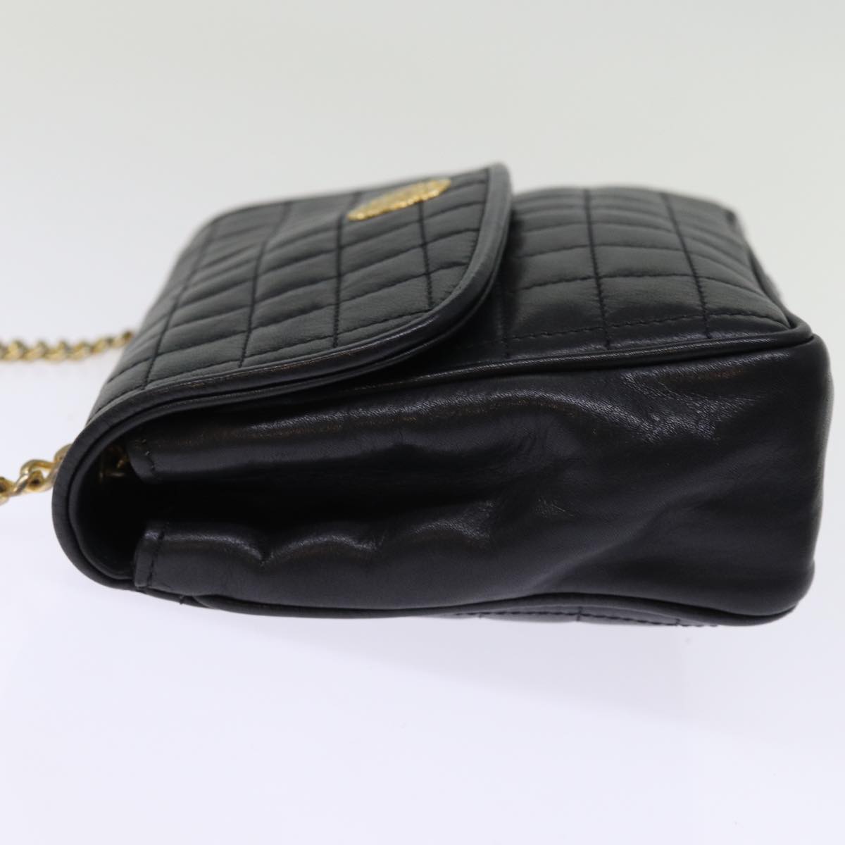 Luxury CELINE Chain Shoulder Bag Leather Black 75054
