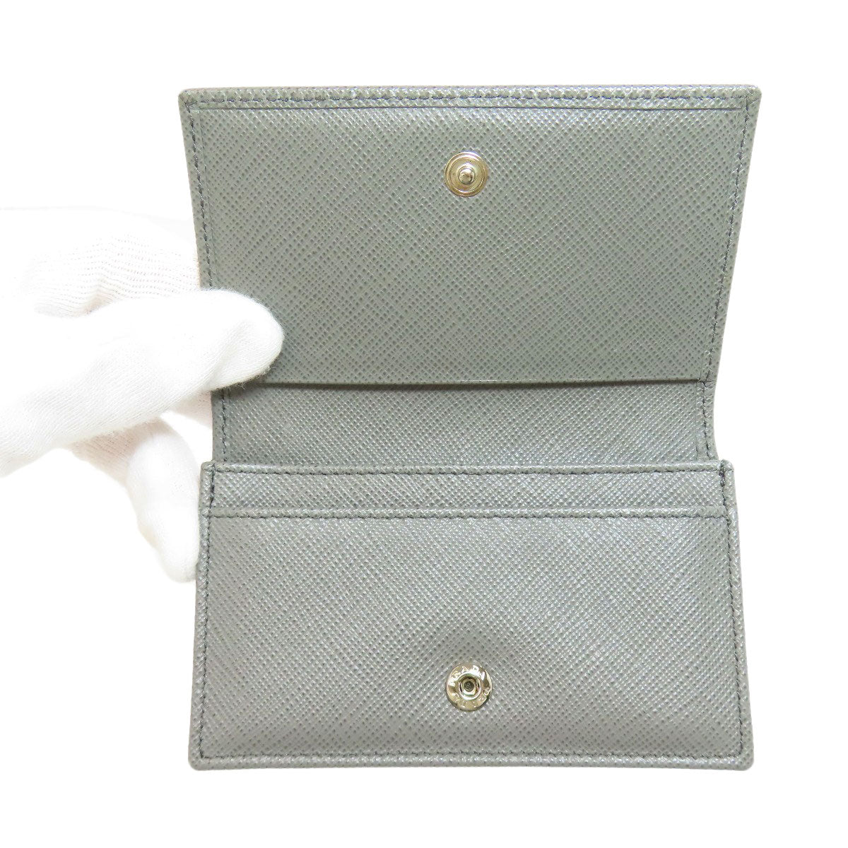 PRADA Card Case Safiano gray Fiocco Women