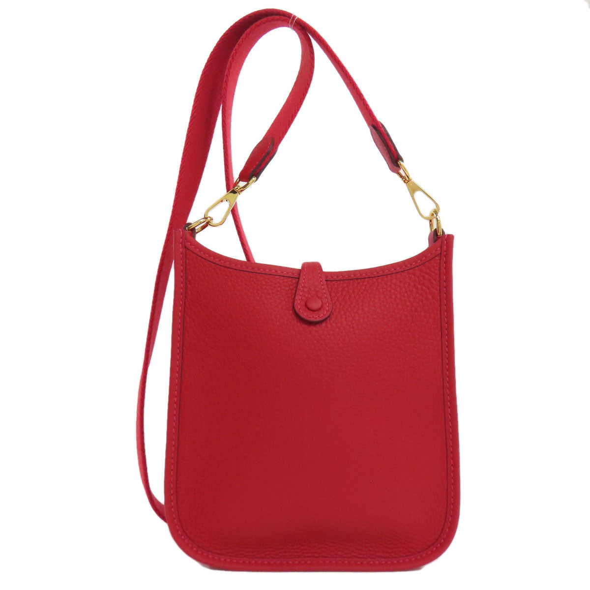 HERMES Shoulder Bag Taurillon Clemence Red Evelyn TPM Gold Metal Women