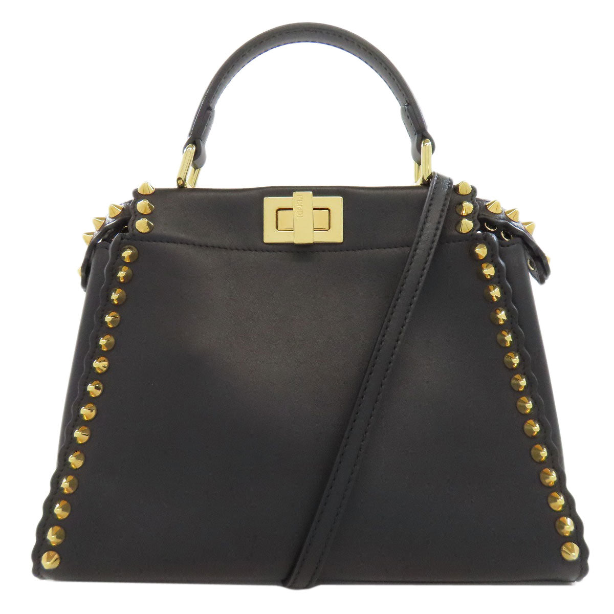 FENDI Handbag Calfskin black Mini Peekaboo Studs 2WAY Women