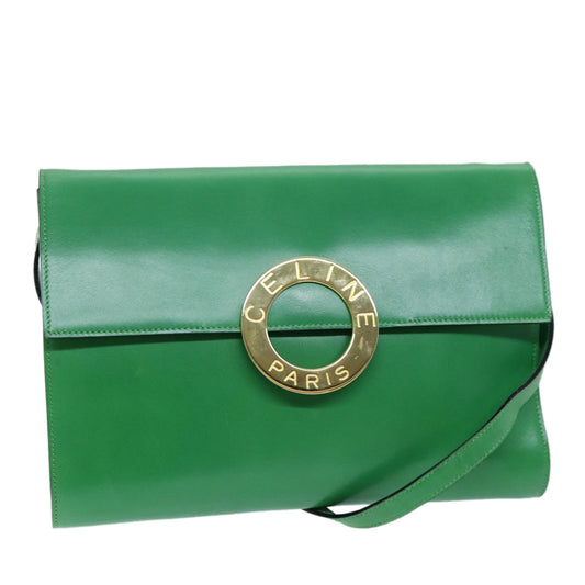 Luxury CELINE Shoulder Bag Leather Green 75227A