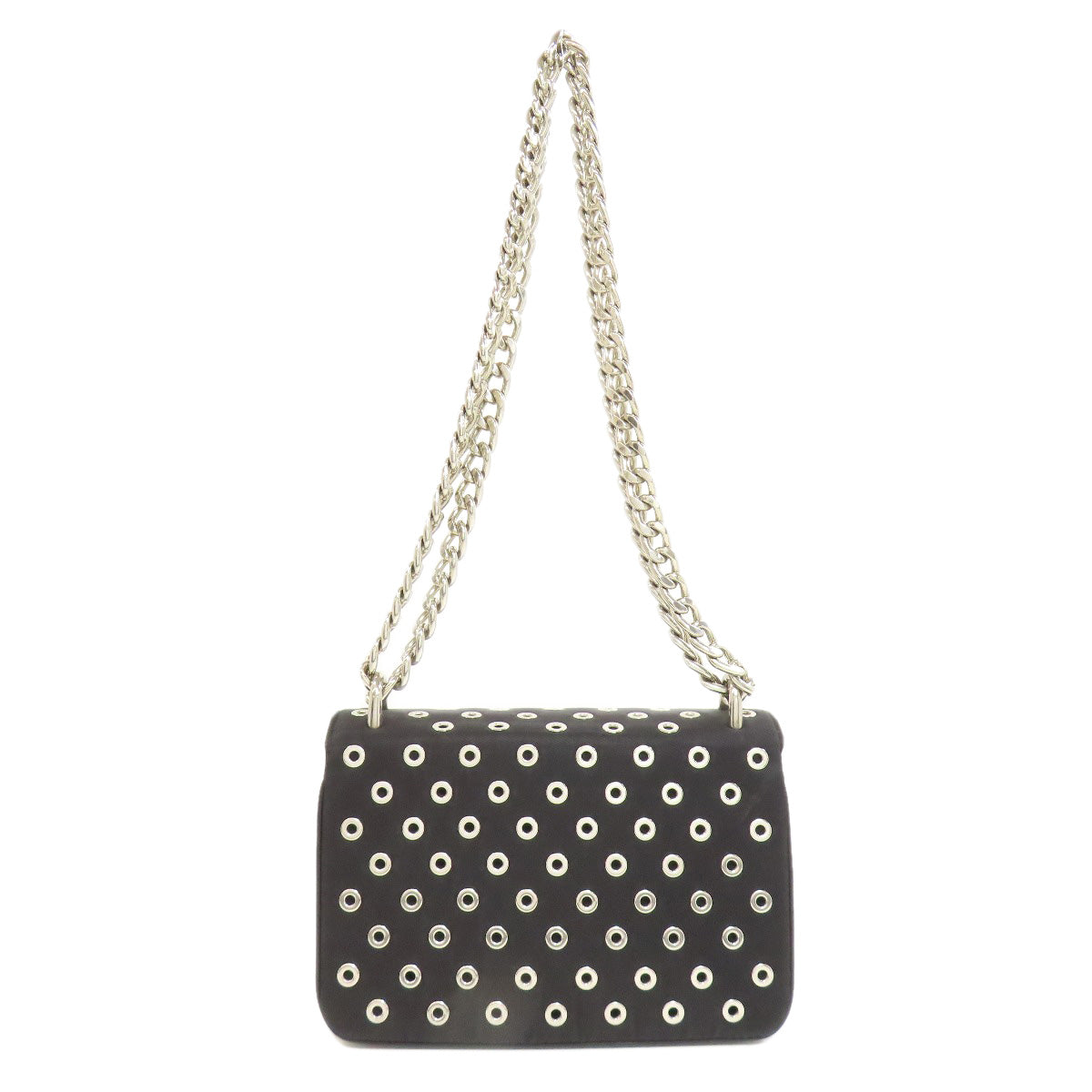 PRADA Shoulder Bag Calfskin black ChainShoulder