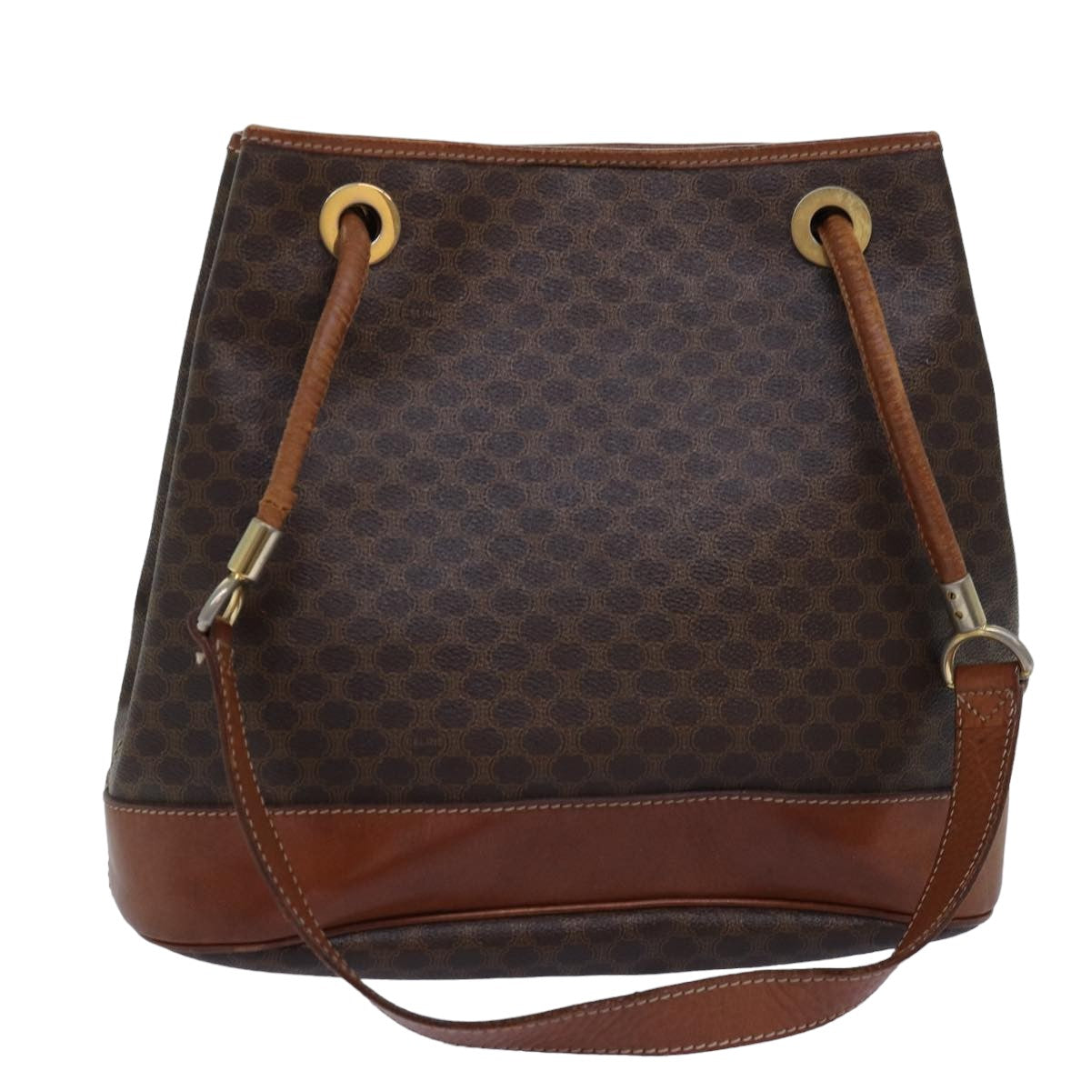 Luxury CELINE Macadam Canvas Shoulder Bag PVC Brown 75369