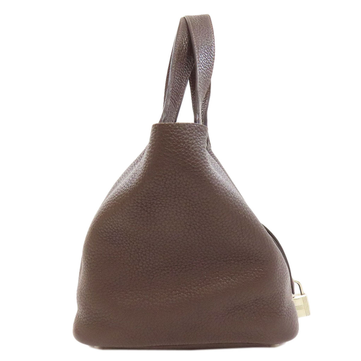HERMES Handbag Taurillon Clemence Brown Picotin Lock PM SilverMetal Women