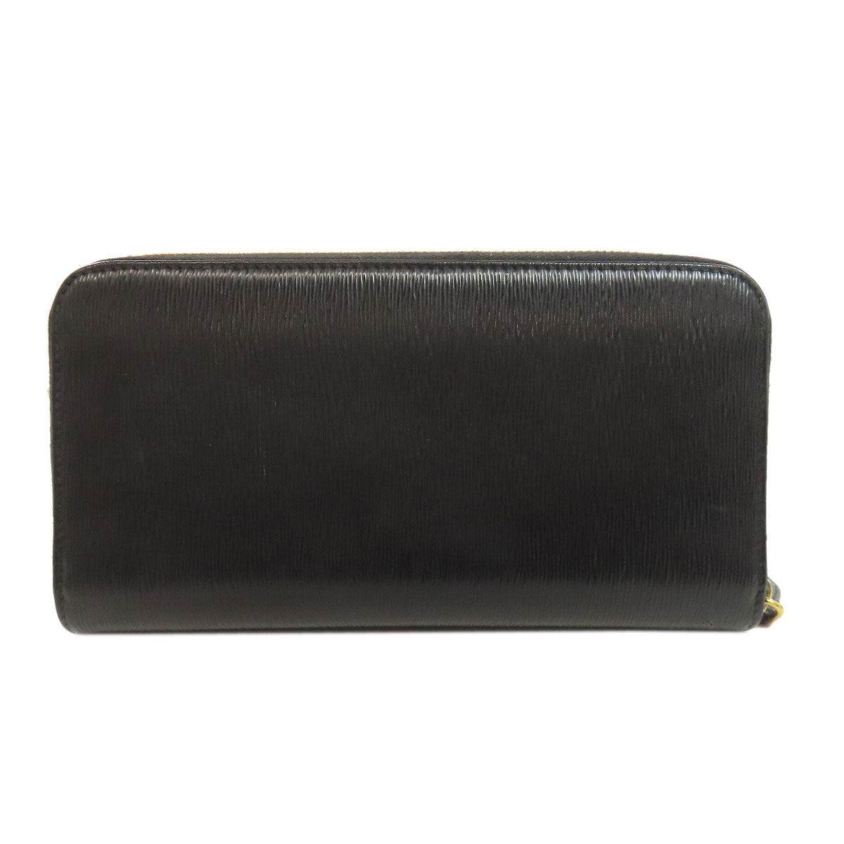 PRADA Long Wallet Purse leather black Zip Around Women