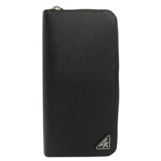 PRADA Long Wallet Purse leather black logoMetal Women