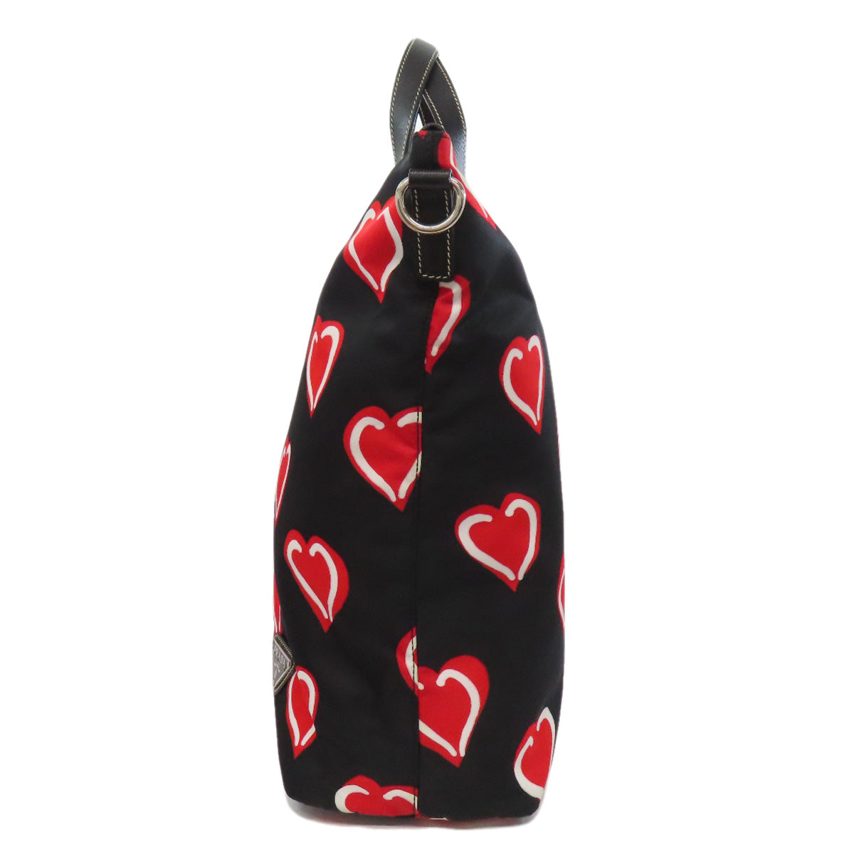 PRADA Tote Bag Nylon black Heart motif