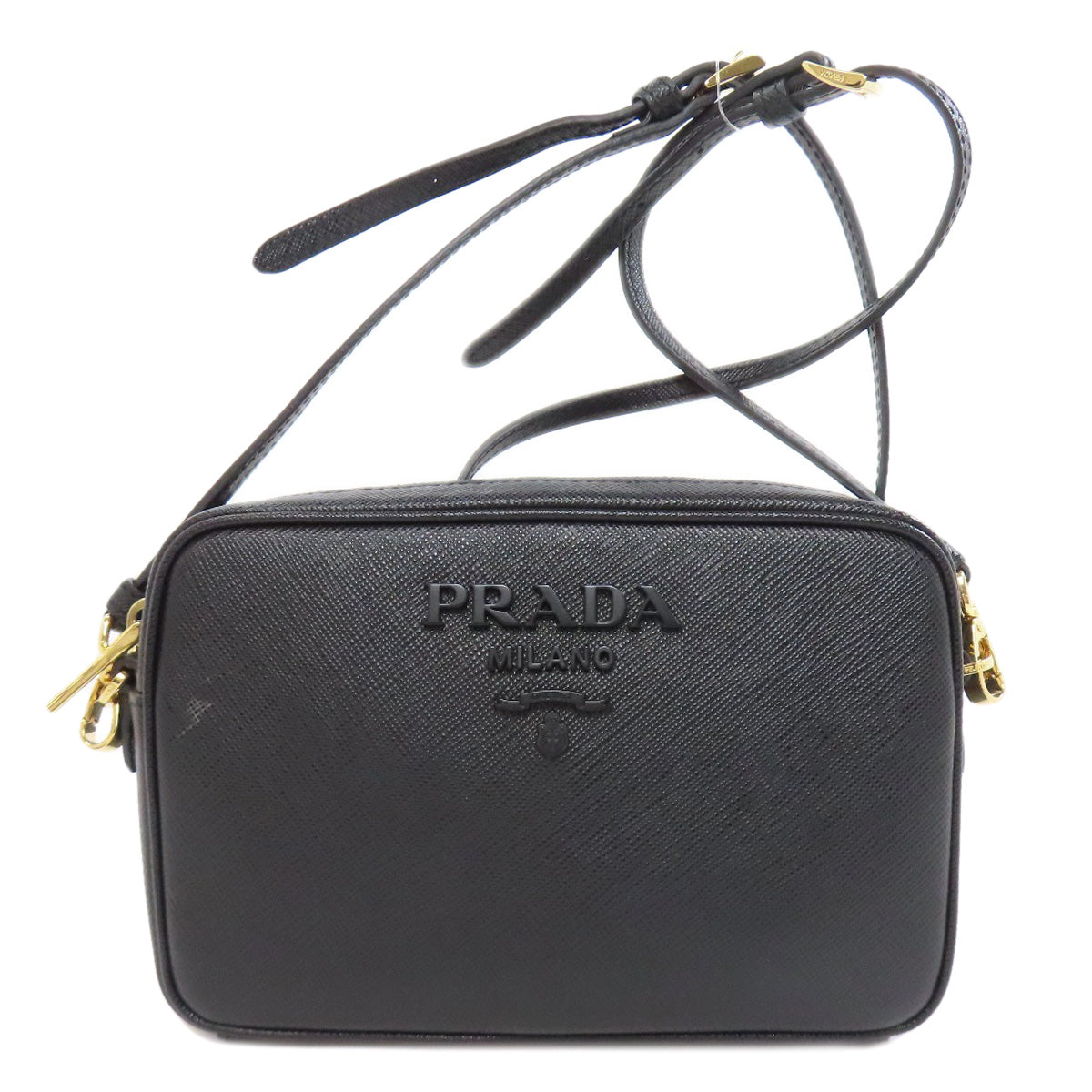 PRADA Shoulder Bag Safiano black logo