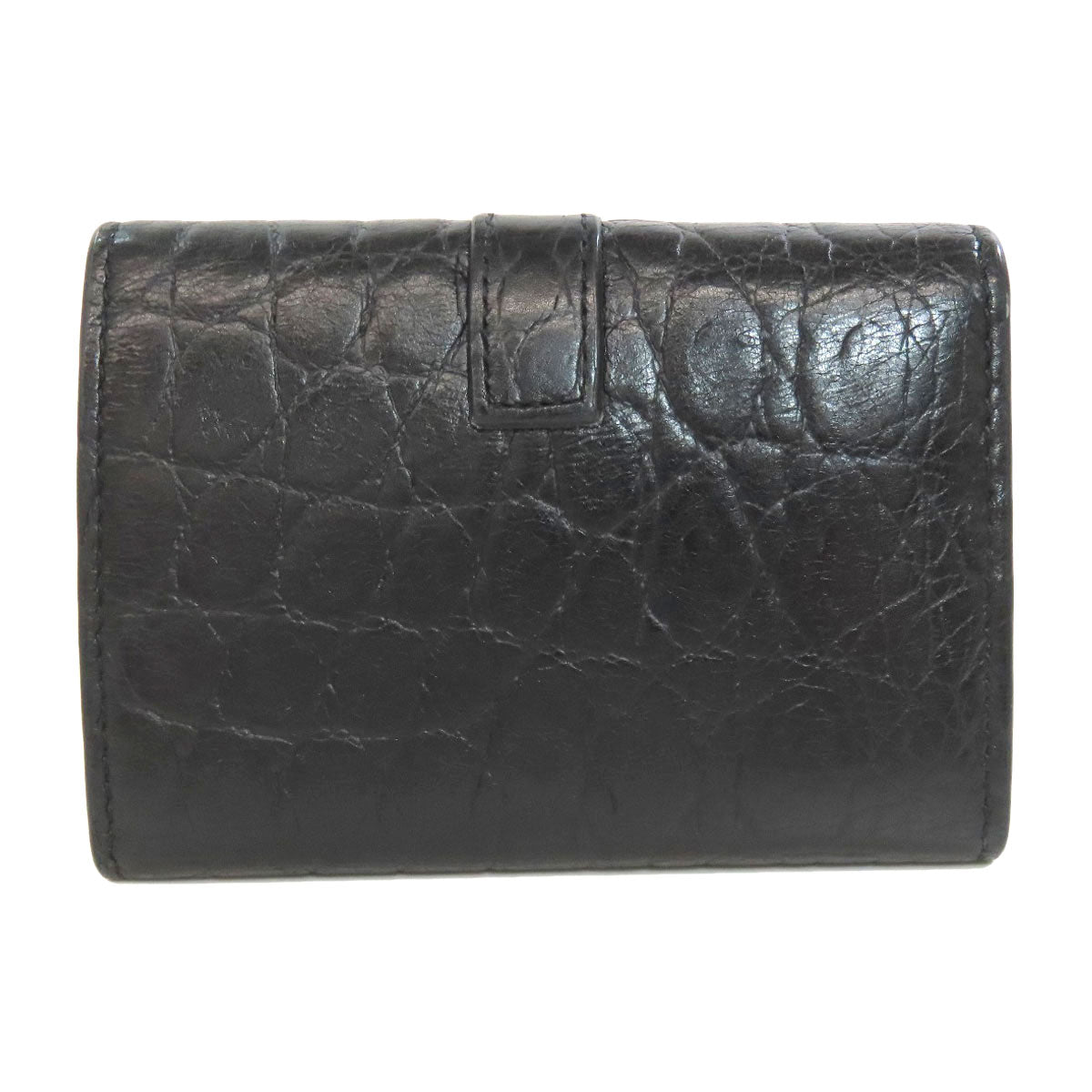 SAINT LAURENT Key case Key holder  leather black Embossing Women