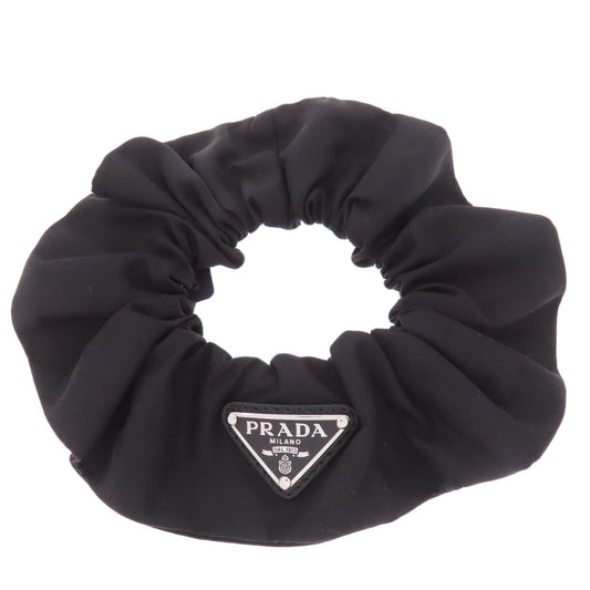 PRADA hair accessory Nylon black Scrunchie logo Metal Women