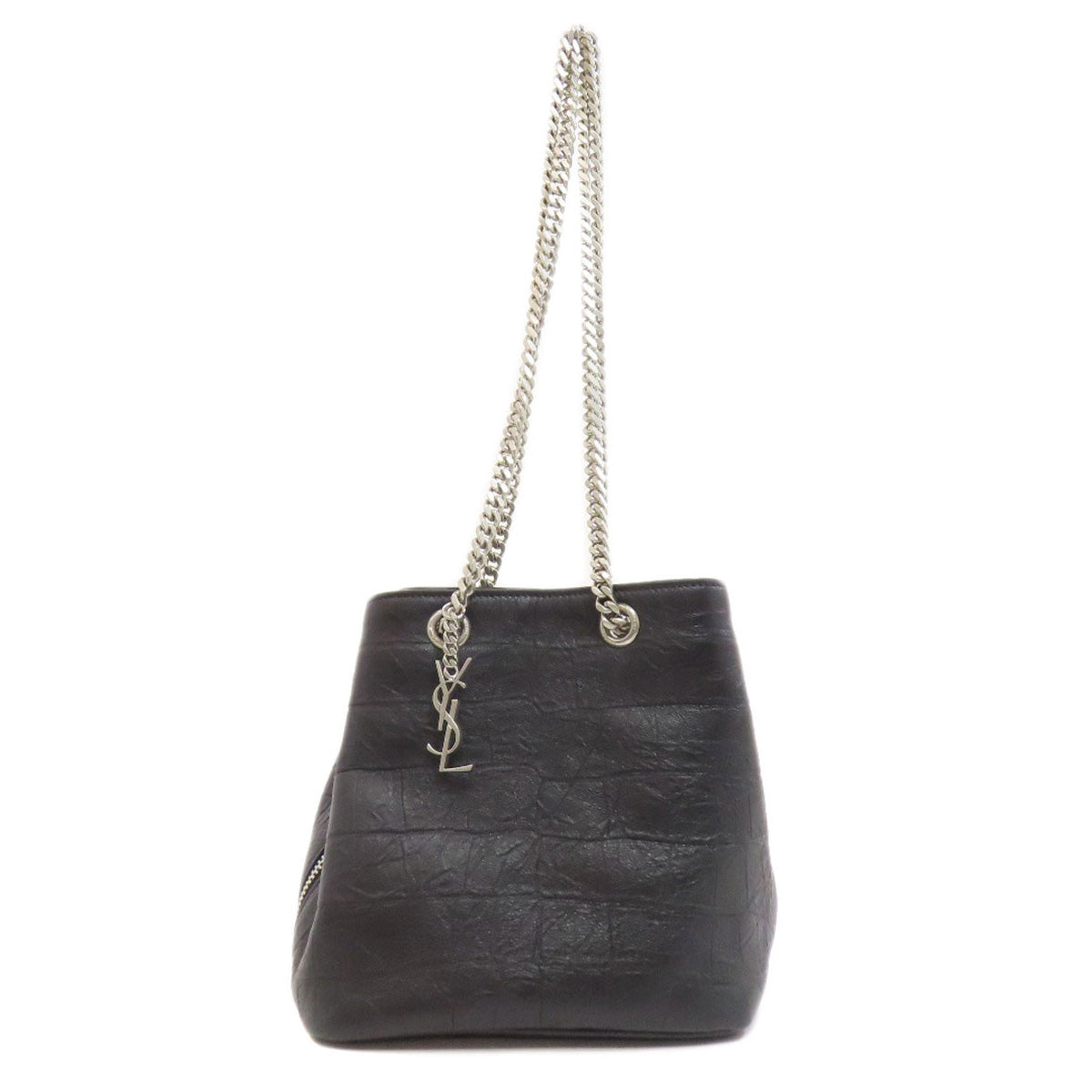 SAINT LAURENT Shoulder Bag leather black Embossed Chain