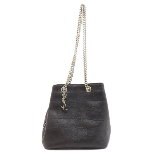 SAINT LAURENT Shoulder Bag leather black Embossed Chain