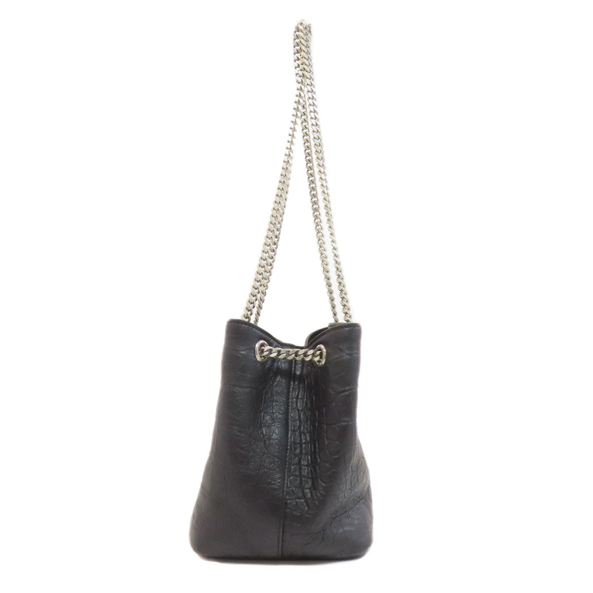 SAINT LAURENT Shoulder Bag leather black Embossed Chain