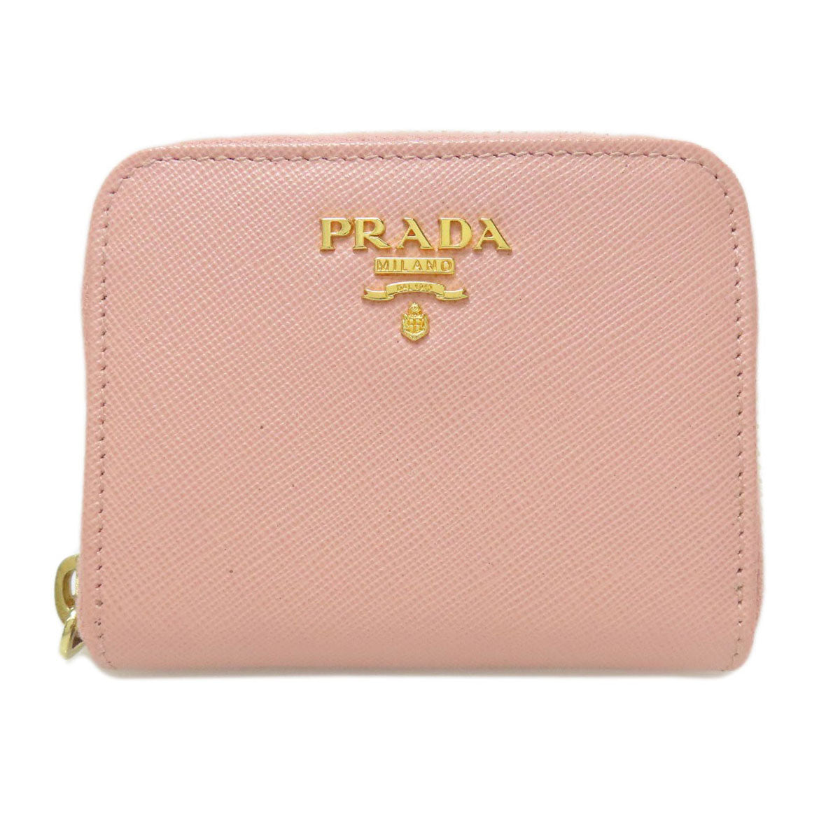 PRADA Coin case leather pink Saffiano logoMetal Women
