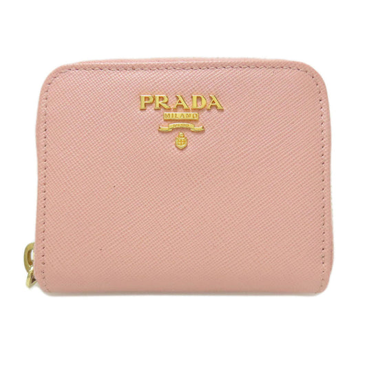 PRADA Coin case leather pink Saffiano logoMetal Women