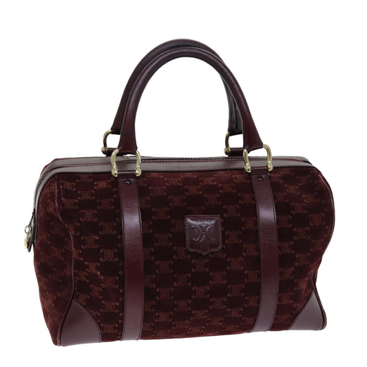 Luxury CELINE Macadam Canvas Boston Bag Bordeaux 75617