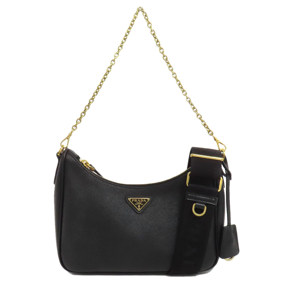 PRADA Shoulder Bag Safiano black logoMetal Women