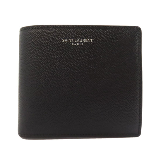 SAINT LAURENT Bifold Wallet leather black logo Women
