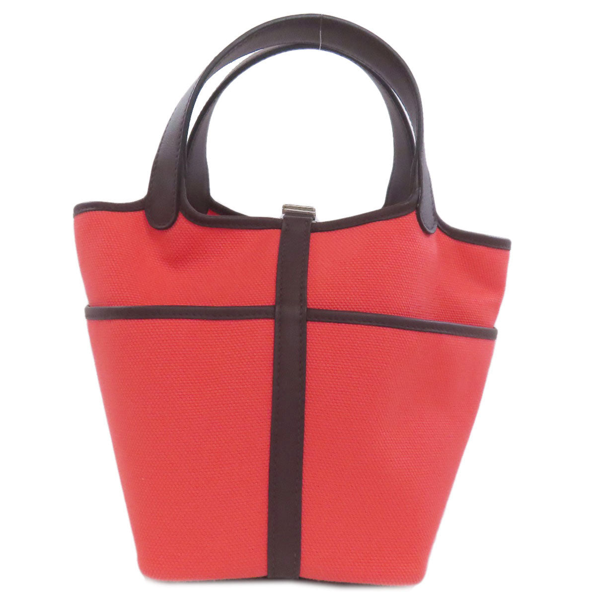HERMES Handbag Tower ash Red Picotin Lock PM SilverMetal Women