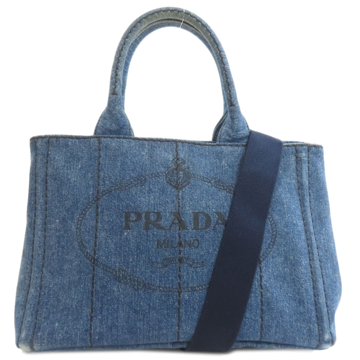 PRADA Handbag denim blue Canapa mini 2 WAY