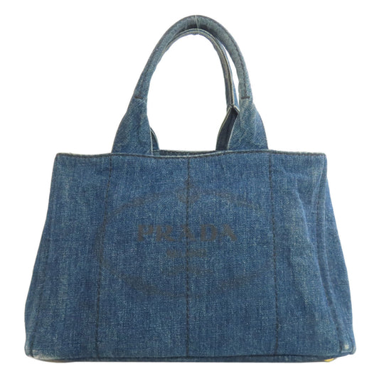 PRADA Tote Bag denim blue Canapa