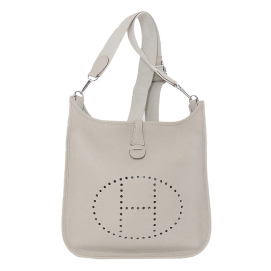HERMES Shoulder Bag Taurillon Clemence white Evelyn 3 PM SilverMetal
