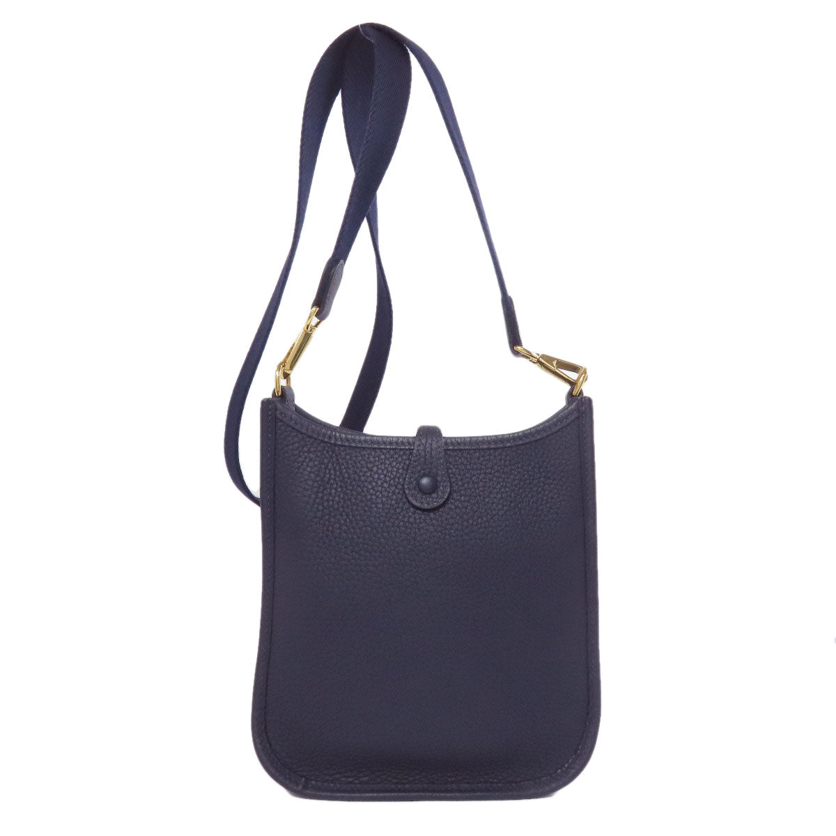 HERMES Shoulder Bag Taurillon Clemence Navy Evelyn TPM Gold Metal