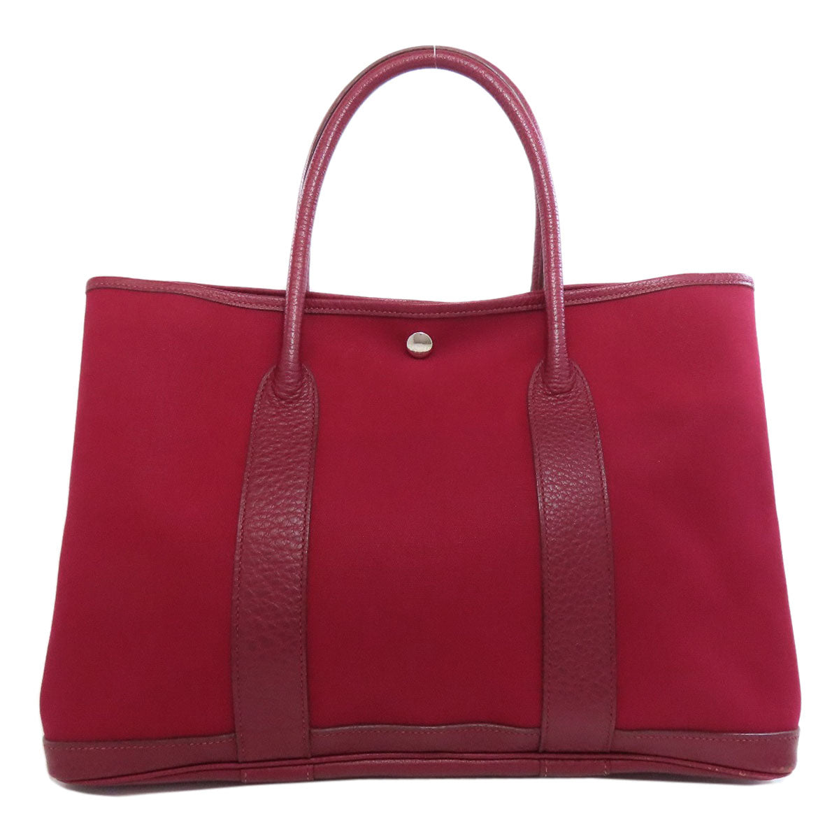 HERMES Tote Bag Towar Officche Red Garden Party PM Rouge Ash Silver Metal