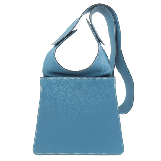 HERMES Shoulder Bag Togo blue Simple design Blue Jean