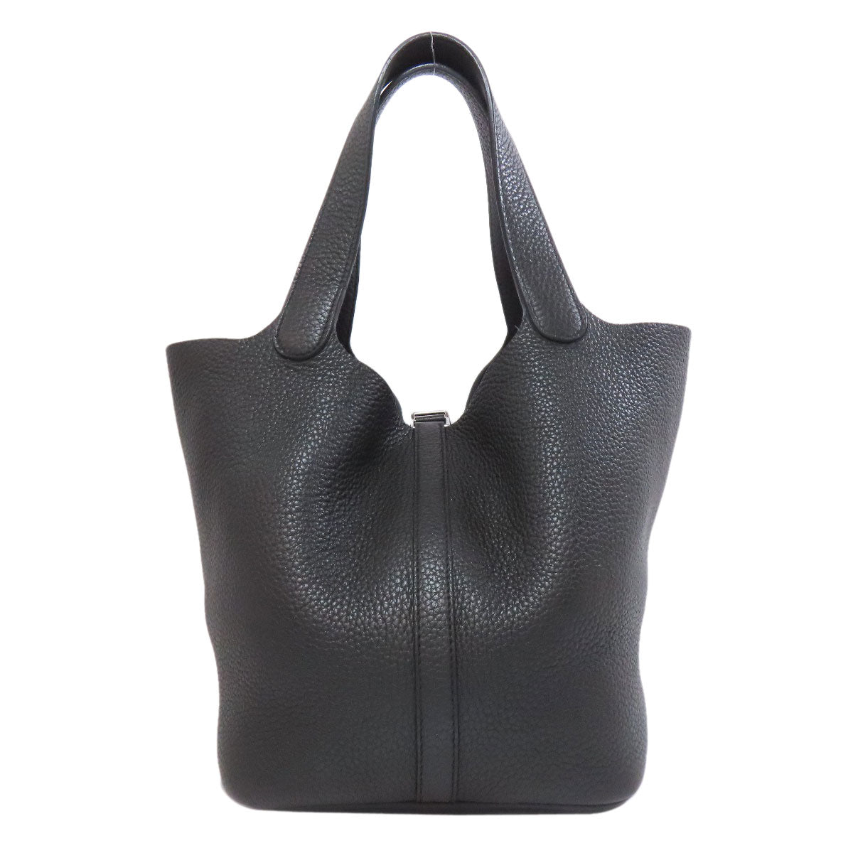 HERMES Handbag Togo black Picotin Lock MM SilverMetal