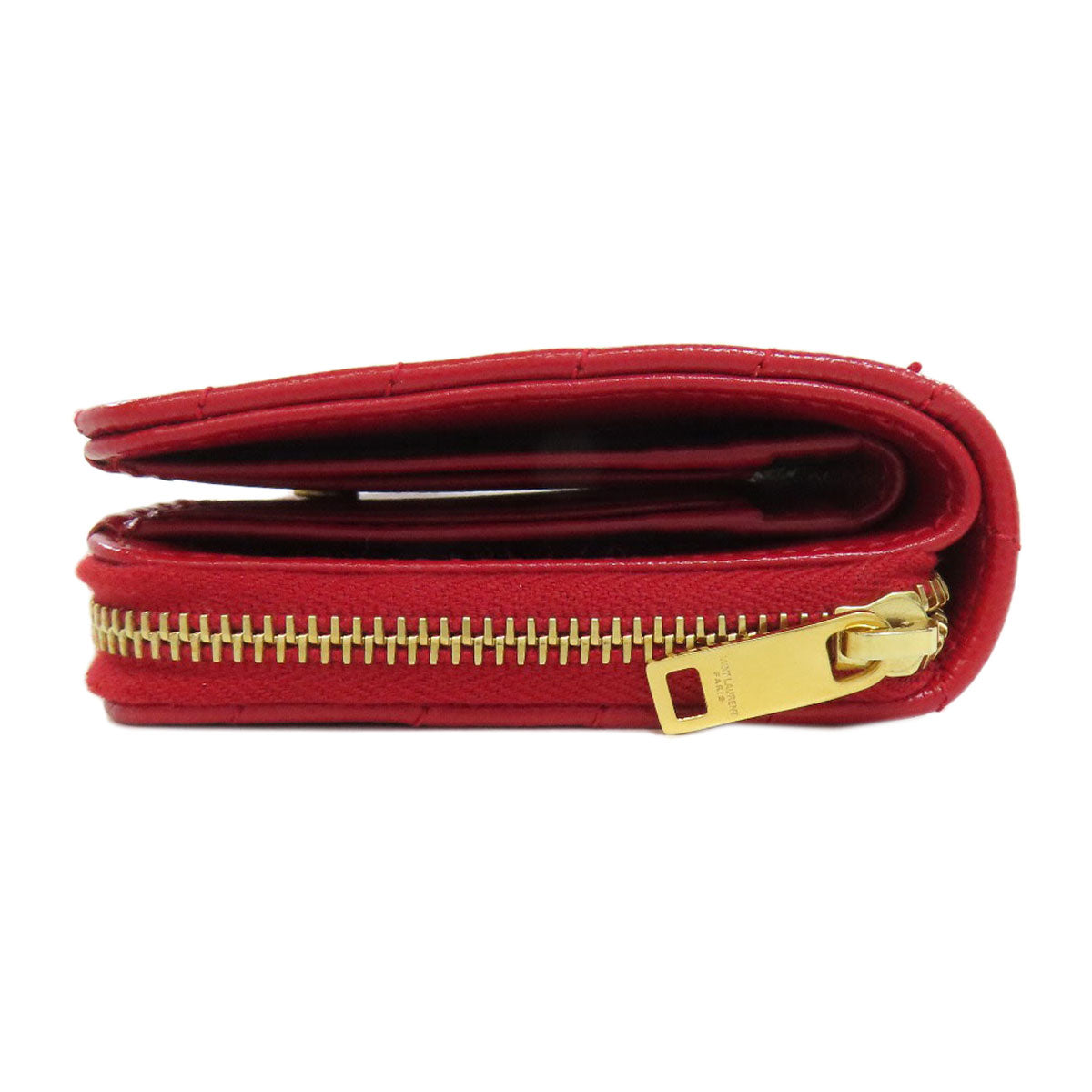 YVES SAINT LAURENT Bifold Wallet Calfskin Red Vstitch