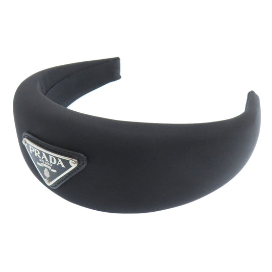 PRADA hair accessory Nylon black Headband logo Metal