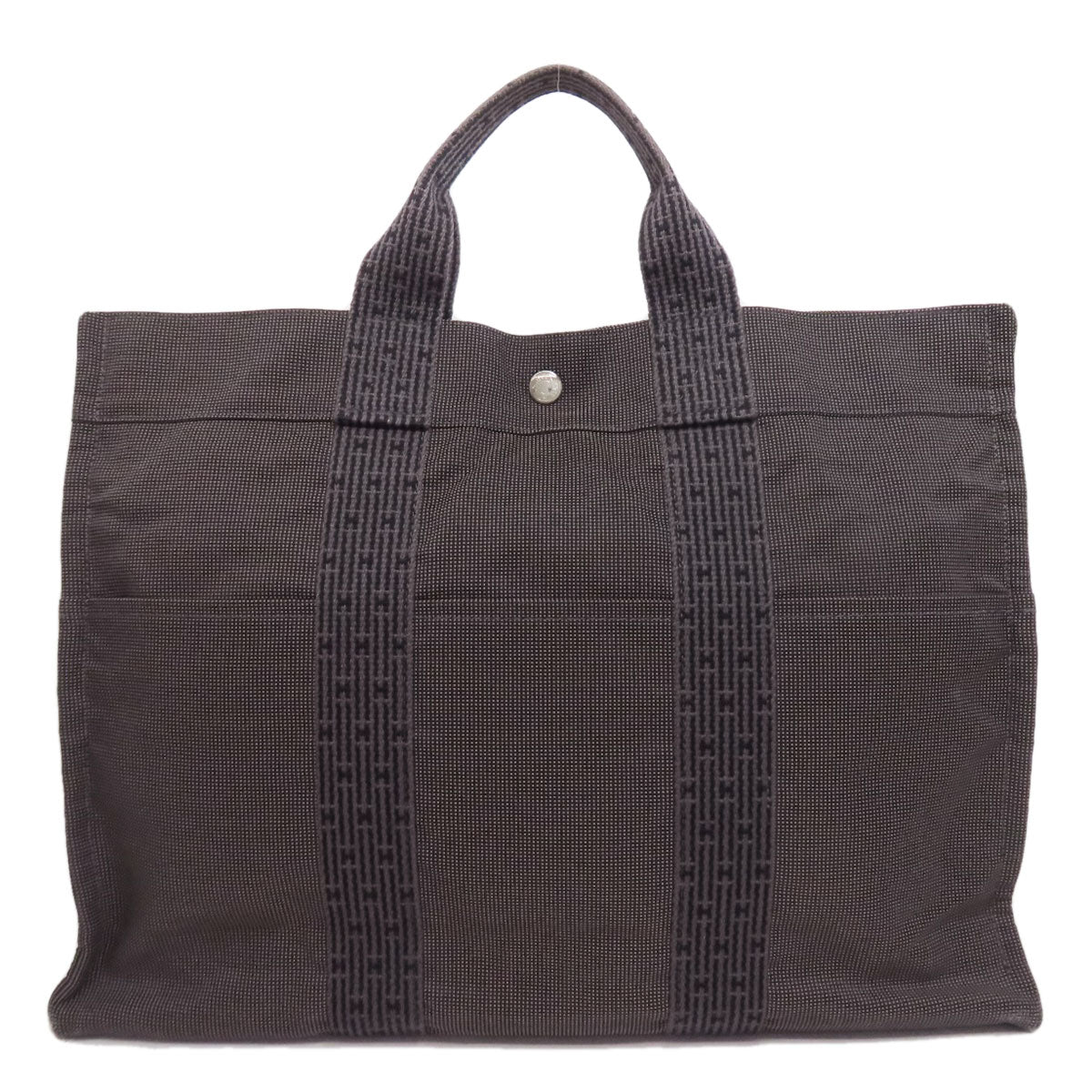 HERMES Tote Bag canvas gray Her LineMM