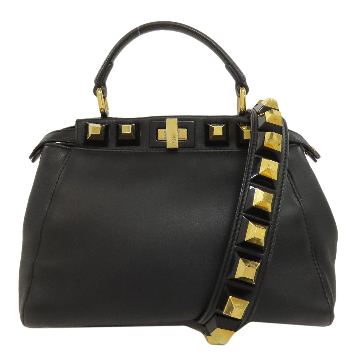 FENDI Handbag Calfskin black Peekaboo Mini Gold Edition 2-Way