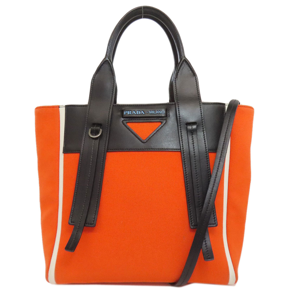 PRADA Handbag canvas Orange Ouverture
