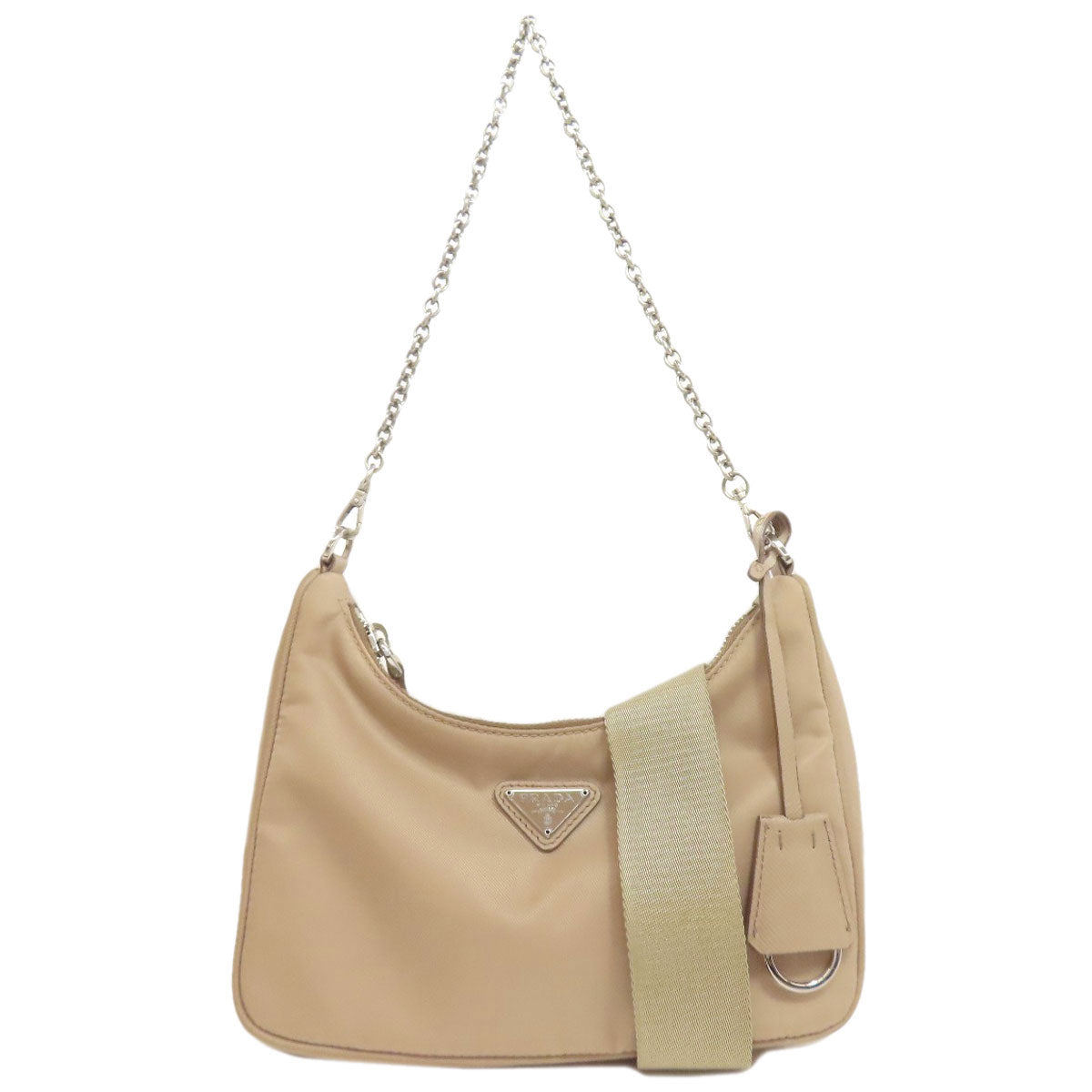 PRADA Handbag Nylon beige Re-Edition 2005 logoMetal