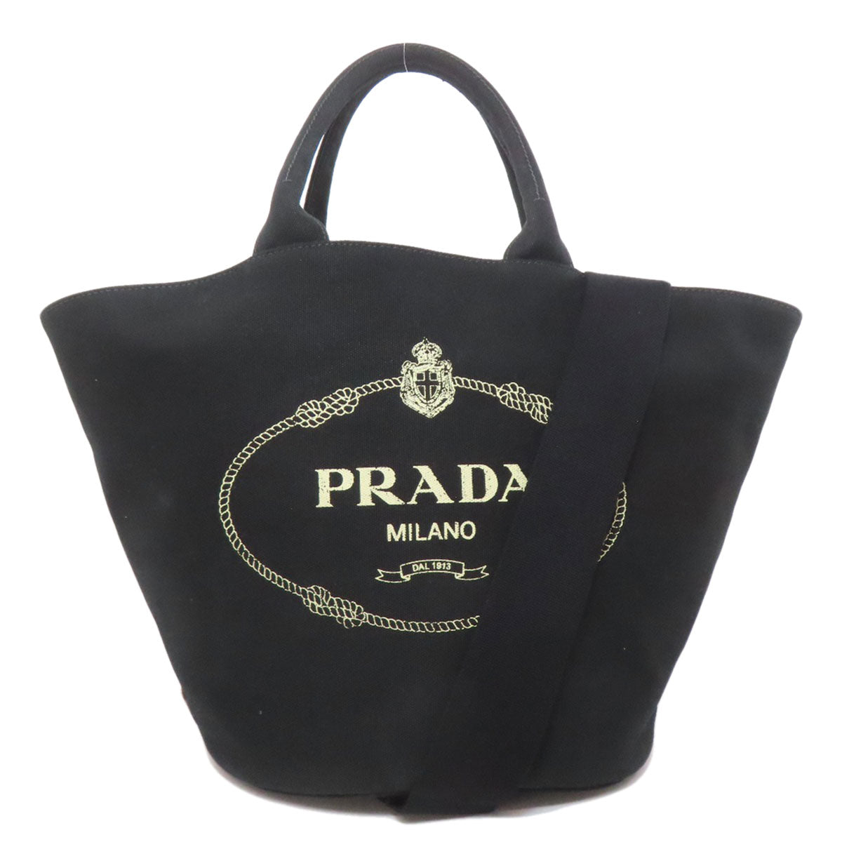 PRADA Tote Bag canvas black Canapa