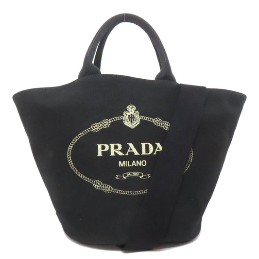 PRADA Tote Bag canvas black Canapa