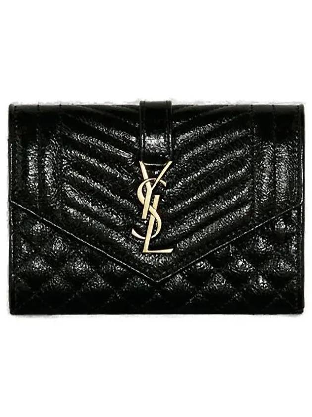 Luxury Saint Laurent Trending 2026 Matelasse Envelope Small Half Wallet Black