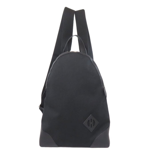HERMES Backpack canvas black Slicked Back Silver Metal