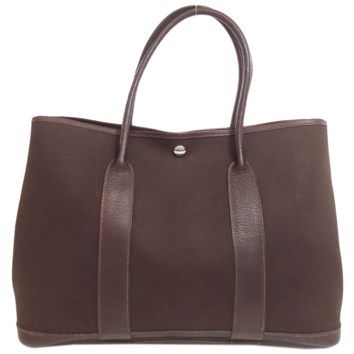 HERMES Tote Bag Towar Officche Brown Garden Party PM SilverMetal