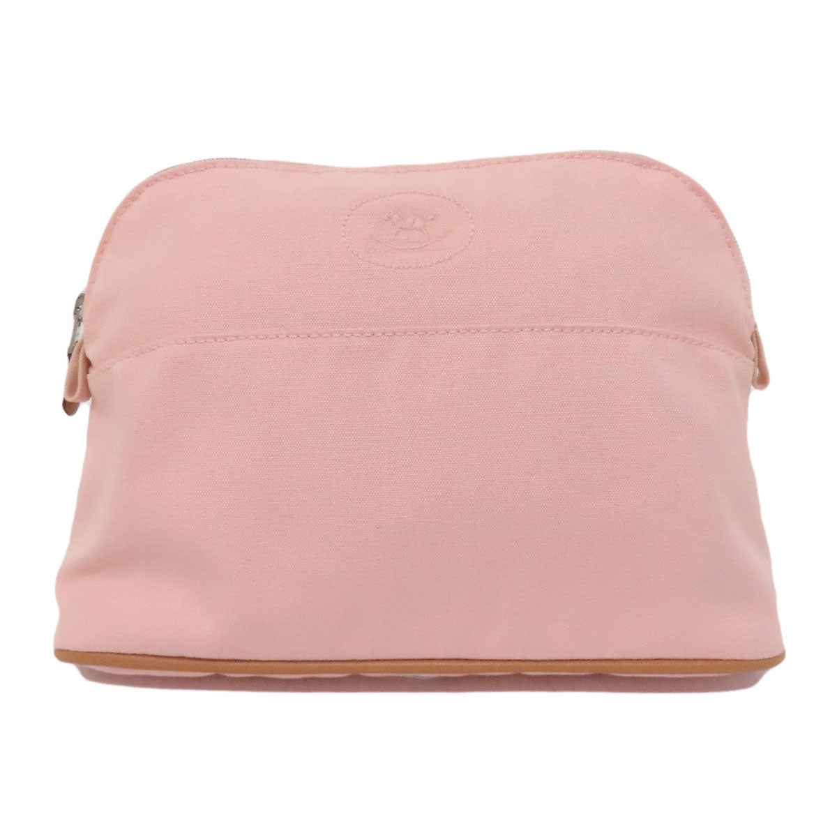 HERMES Cosmetics Pouch canvas pink Bolide Pouch Silver Metal