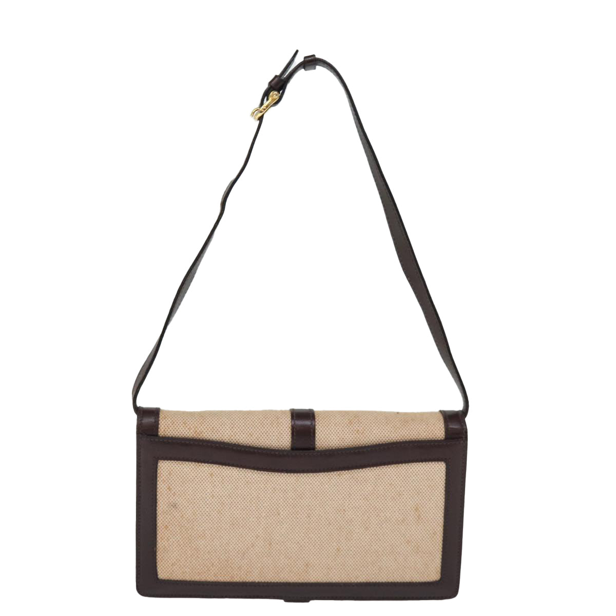 Luxury CELINE Shoulder Bag Canvas Leather Beige 76079