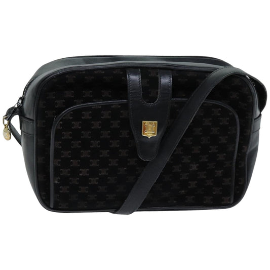 Luxury CELINE Macadam Canvas Shoulder Bag Black 76081