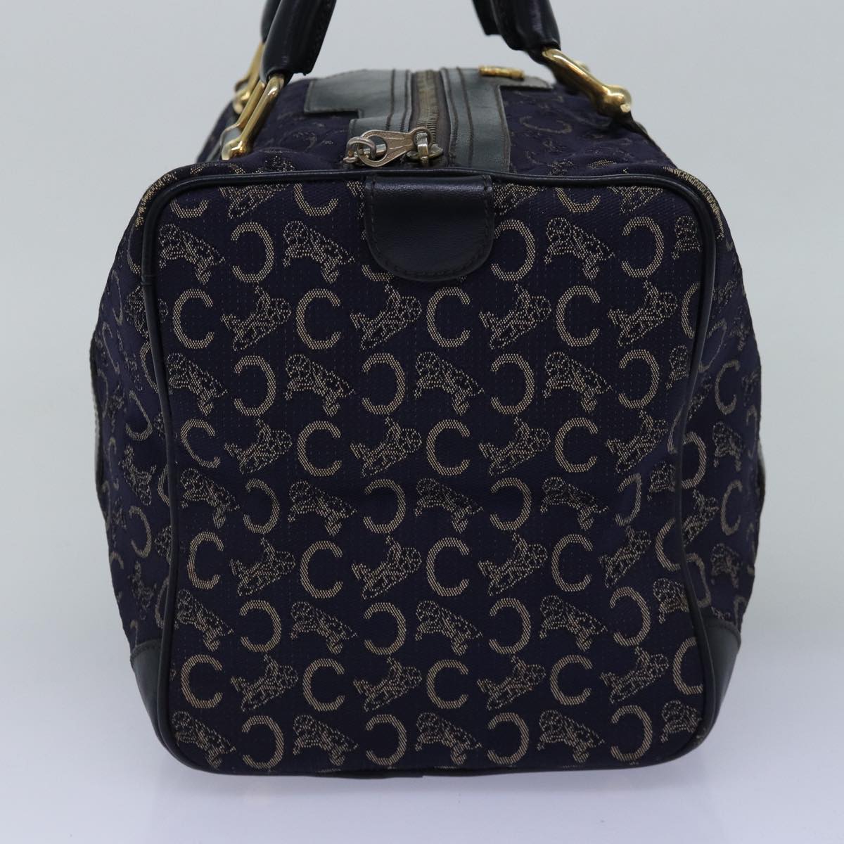 Luxury CELINE C Macadam Canvas Boston Bag Navy 76140