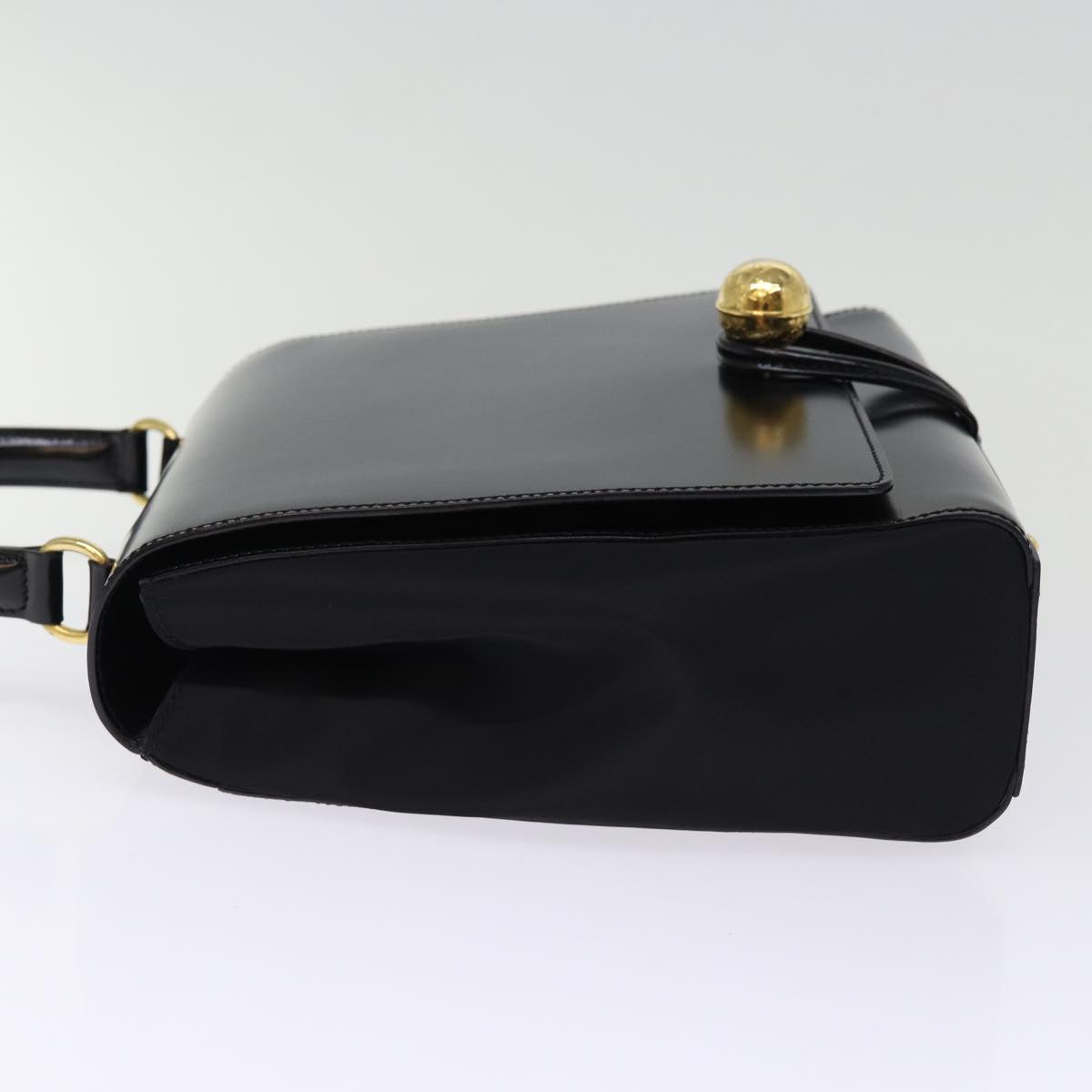 Luxury CELINE Hand Bag Patent leather 2way Black 76412