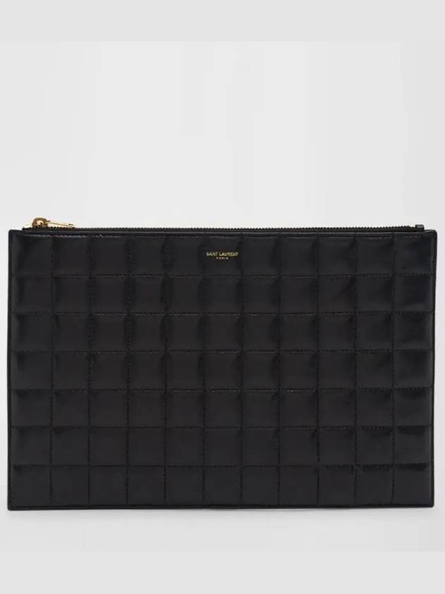 Luxury Saint Laurent Trending 2026 Quilted Leather Card Wallet Black